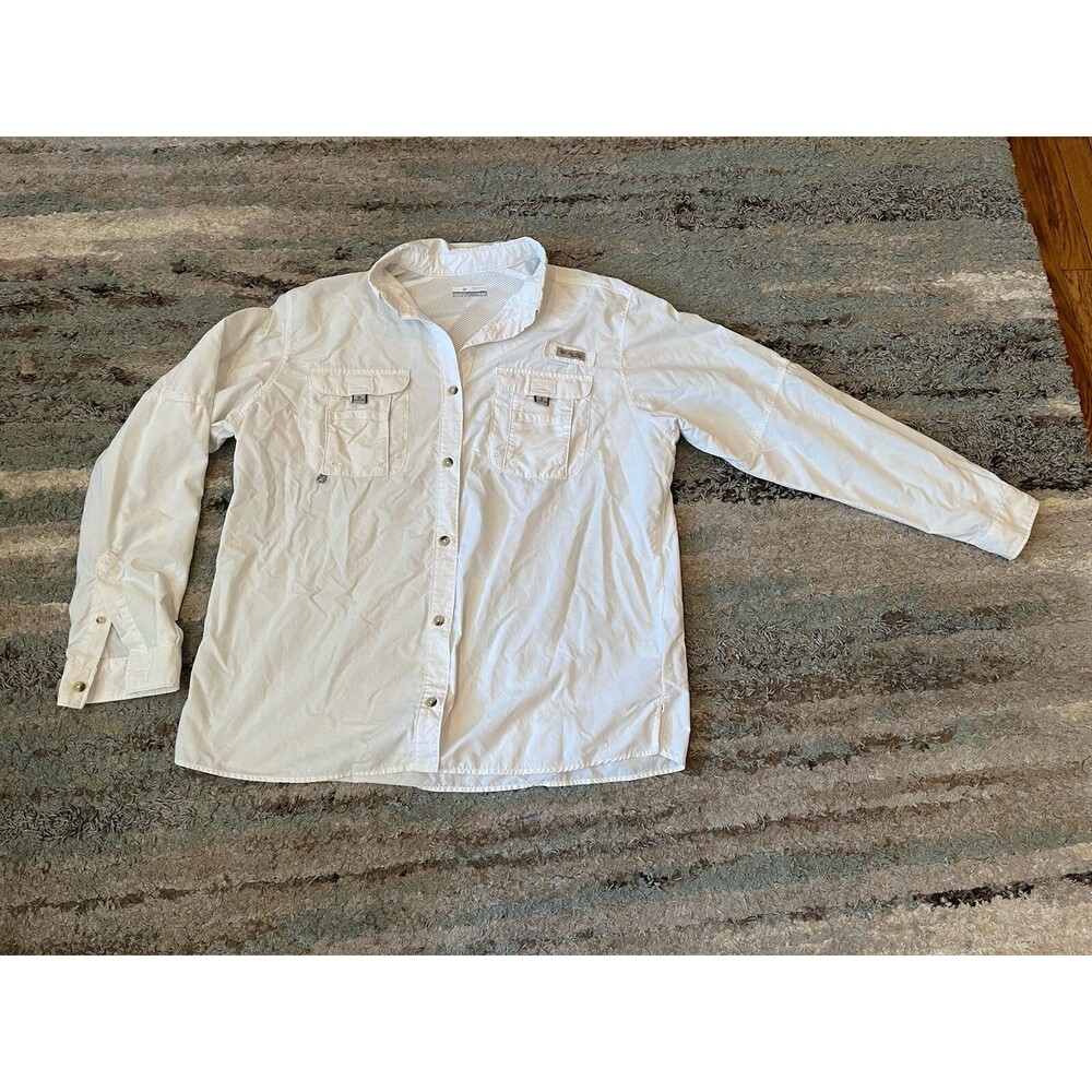 Columbia Youth? White Performance Fishing Gear PFG Vented Long Sleeve - READ - Picture 1 of 8
